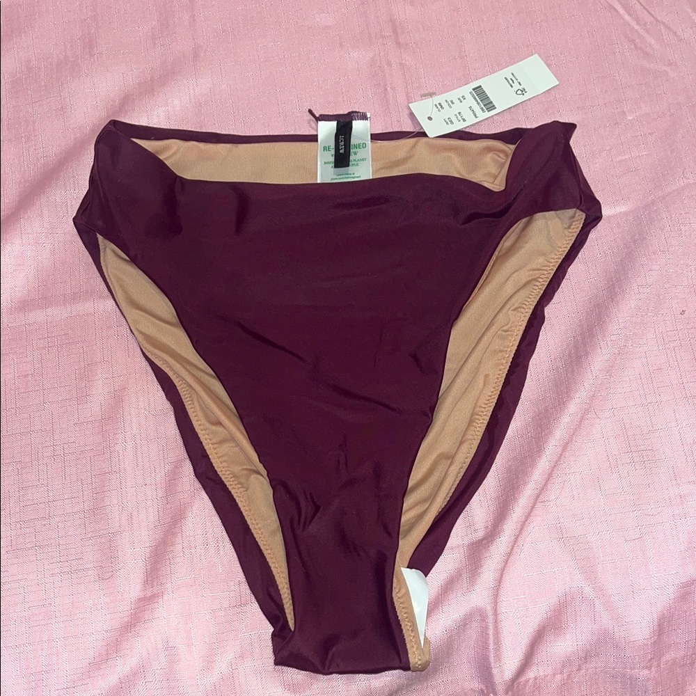 J. Crew Burgundy and Tan Bikini Bottom